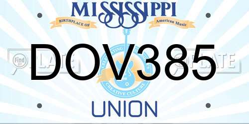 DOV385 Mississippi License Plate