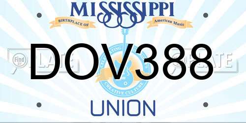 DOV388 Mississippi License Plate
