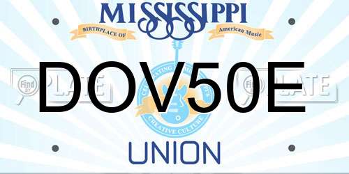 DOV50E Mississippi License Plate