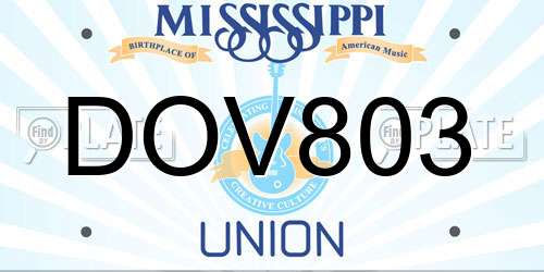 DOV803 Mississippi License Plate