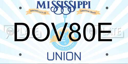 DOV80E Mississippi License Plate