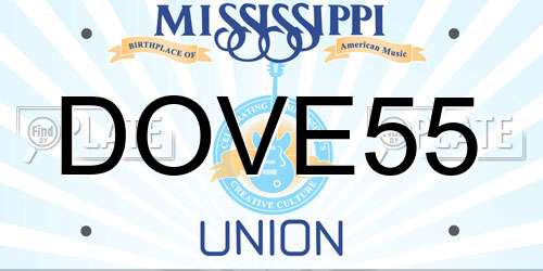 DOVE55 Mississippi License Plate