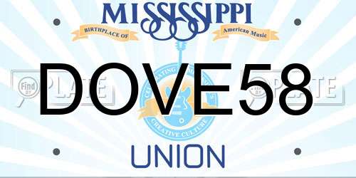 DOVE58 Mississippi License Plate