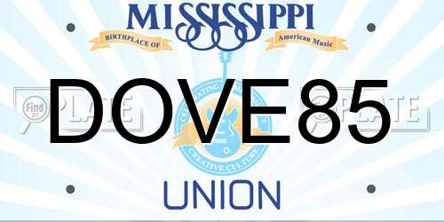 DOVE85 Mississippi License Plate