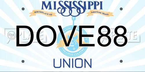 DOVE88 Mississippi License Plate