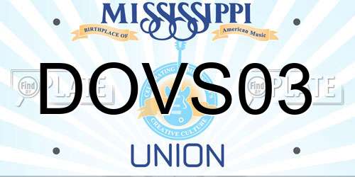 DOVS03 Mississippi License Plate