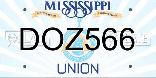 DOZ566 Mississippi License Plate
