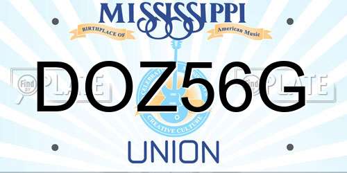 DOZ56G Mississippi License Plate