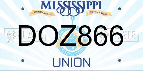 DOZ866 Mississippi License Plate