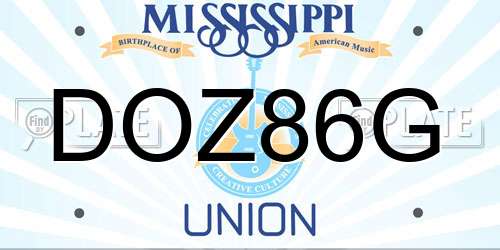 DOZ86G Mississippi License Plate