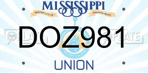 DOZ981 Mississippi License Plate