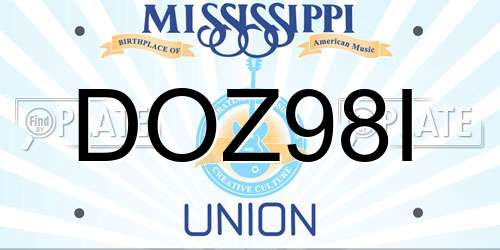 DOZ98I Mississippi License Plate