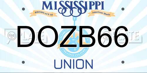 DOZB66 Mississippi License Plate