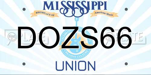 DOZS66 Mississippi License Plate