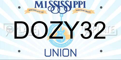 DOZY32 Mississippi License Plate
