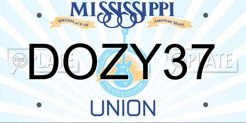 DOZY37 Mississippi License Plate
