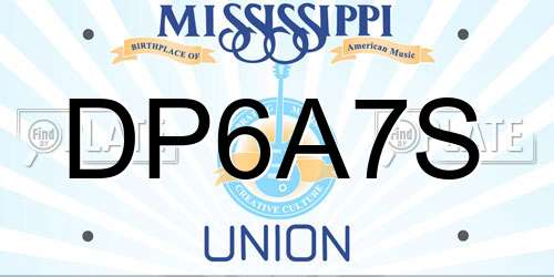 DP6A7S Mississippi License Plate