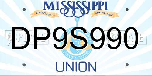 DP9S990 Mississippi License Plate