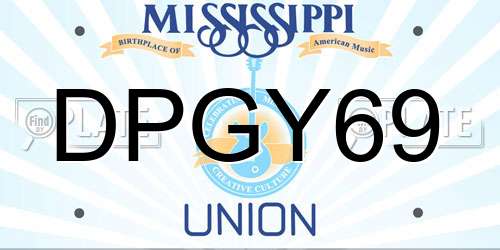 DPGY69 Mississippi License Plate