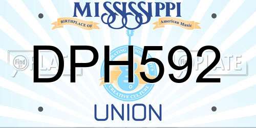 DPH592 Mississippi License Plate