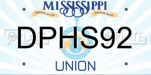 DPHS92 Mississippi License Plate