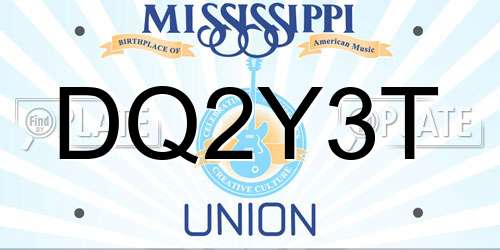 DQ2Y3T Mississippi License Plate