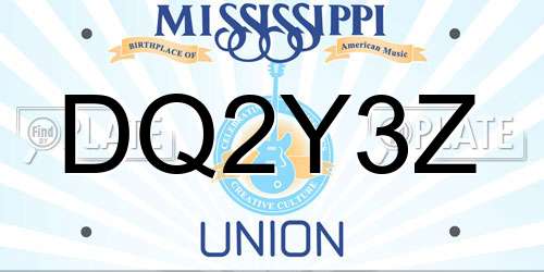 DQ2Y3Z Mississippi License Plate