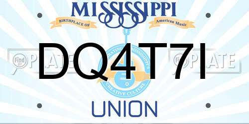 DQ4T7I Mississippi License Plate