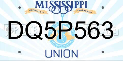 DQ5P563 Mississippi License Plate
