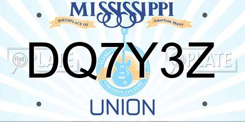 DQ7Y3Z Mississippi License Plate