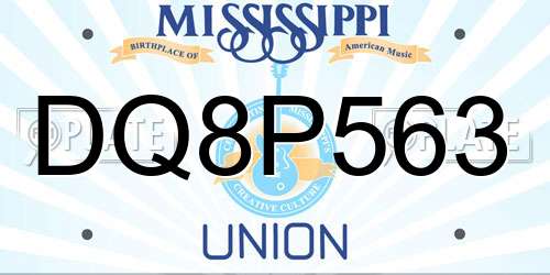 DQ8P563 Mississippi License Plate