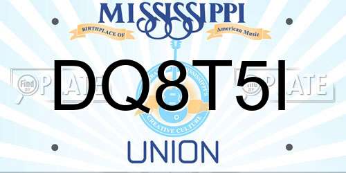 DQ8T5I Mississippi License Plate