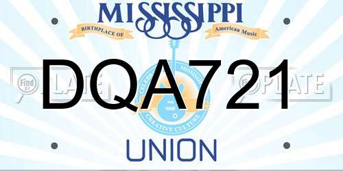 DQA721 Mississippi License Plate