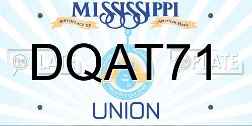 DQAT71 Mississippi License Plate