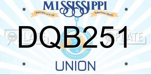 DQB251 Mississippi License Plate