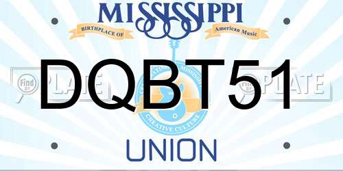 DQBT51 Mississippi License Plate
