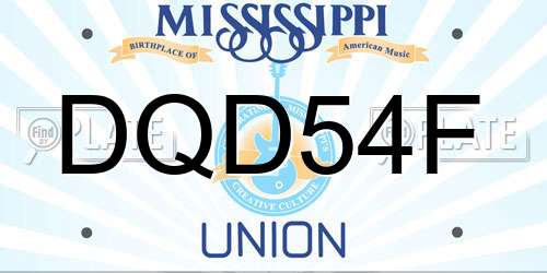 DQD54F Mississippi License Plate