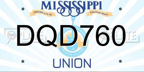 DQD760 Mississippi License Plate