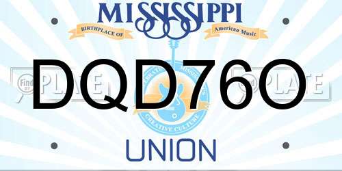 DQD76O Mississippi License Plate