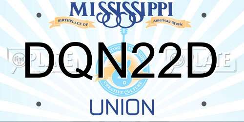 DQN22D Mississippi License Plate