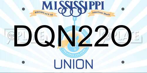 DQN22O Mississippi License Plate