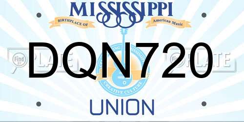 DQN720 Mississippi License Plate