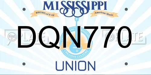 DQN770 Mississippi License Plate