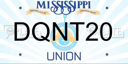 DQNT20 Mississippi License Plate