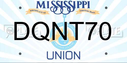 DQNT70 Mississippi License Plate