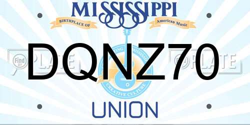 DQNZ70 Mississippi License Plate