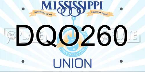 DQO260 Mississippi License Plate