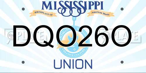 DQO26O Mississippi License Plate
