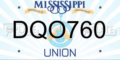 DQO760 Mississippi License Plate