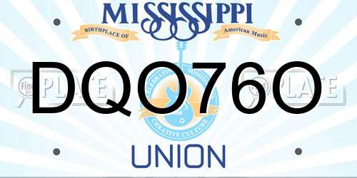 DQO76O Mississippi License Plate